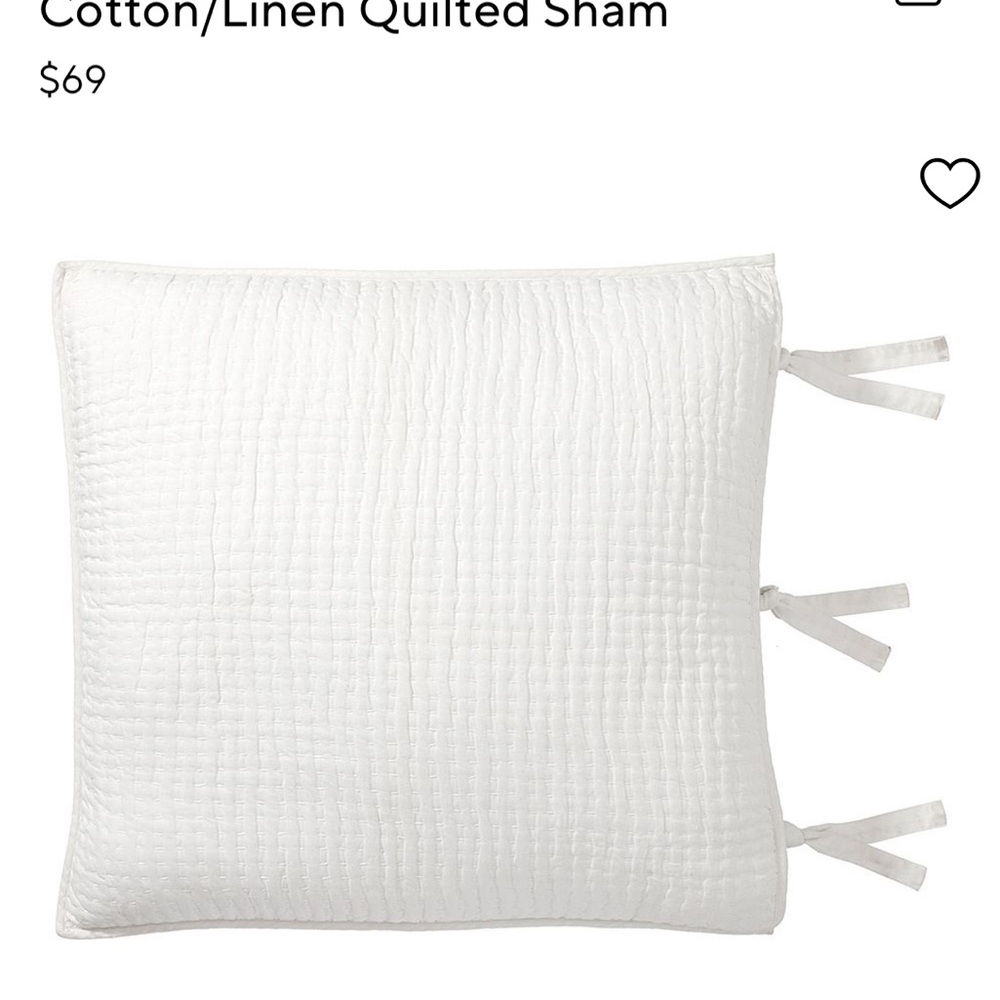 Pottery Barn White Quilted Pillow Sham
